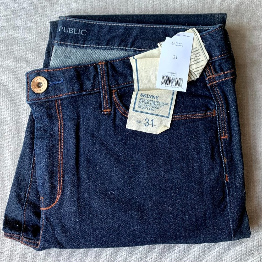 Banana Republic Sz 31 Skinny Jean Dark Blue Denim